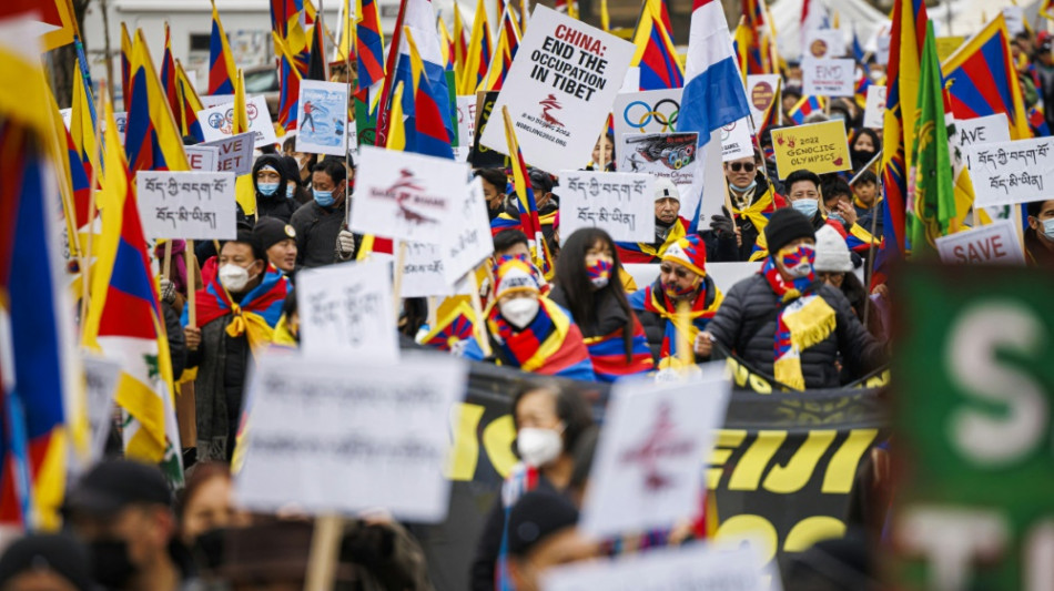 Gegen Peking: Tibeter protestieren vor IOC-Hauptquartier